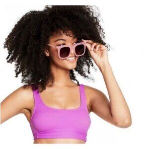 Stoney Clover Womens Ribbed Keyhole-Back Bralette Bikini Top Purple Size XXS